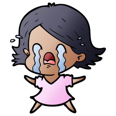 vektör çizim karikatür kadının ağladığını