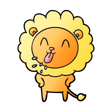 mutlu karikatür aslan vektör çizim