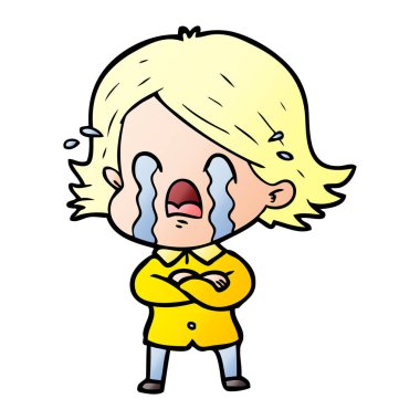vektör çizim karikatür kadının ağladığını