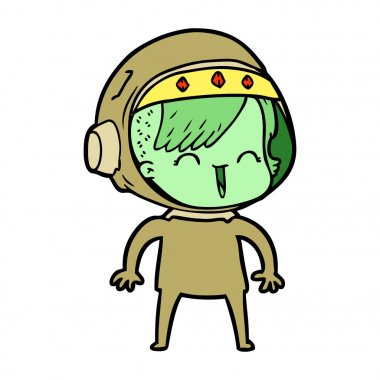 mutlu karikatür alan kız