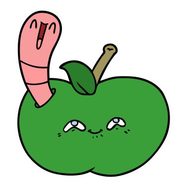 çizgi film solucan mutlu Apple