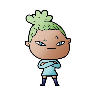 Çizgi filmdeki kadının vektör çizimi