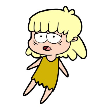 vektör çizim karikatür yorgun kadın