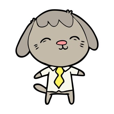 mutlu karikatür office çalışan köpek