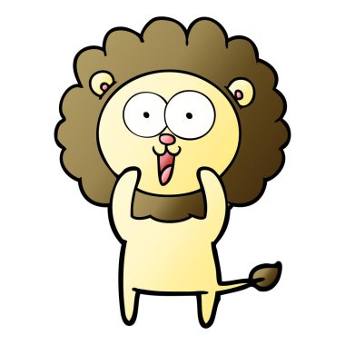 mutlu karikatür aslan vektör çizim