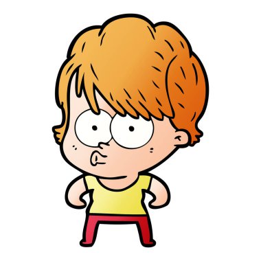 Çizgi filmdeki kadının vektör çizimi