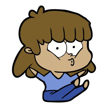 vektör çizim karikatür kız ıslık