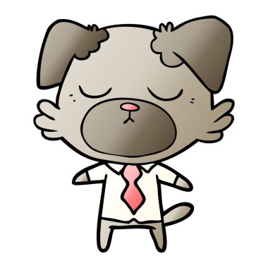 sevimli çizgi köpek Office gömlek giymiş