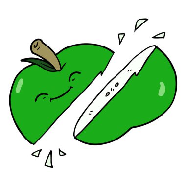 vektör çizim karikatür dilimlenmiş elma