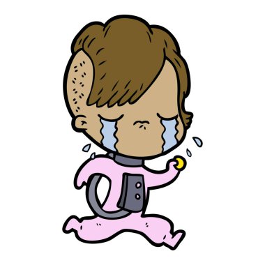 Ağlayan kızın vektör çizimi