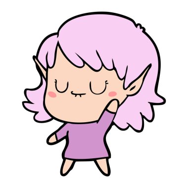 mutlu karikatür elf kızı