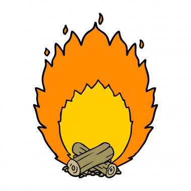 kamp ateşi yanan çizgi film