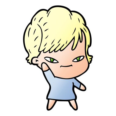 vektör çizim karikatür mutlu kadın