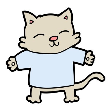 vektör çizim karikatür mutlu kedi