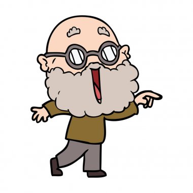 çizgi film neşeli adam sakal işaret parmağı