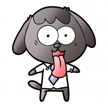 sevimli çizgi köpek Office gömlek giymiş