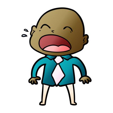 karikatür bağırarak kel adam