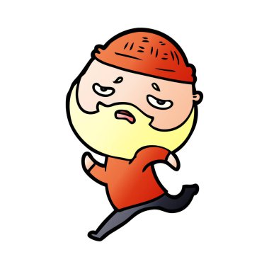 Sakallı endişeli adam çizgi film