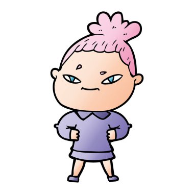 Çizgi filmdeki kadının vektör çizimi