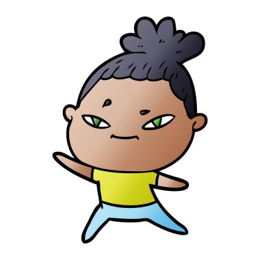 Çizgi filmdeki kadının vektör çizimi