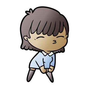 Çizgi filmdeki kadının vektör çizimi