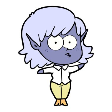 çizgi film elf kızı bakıyordu