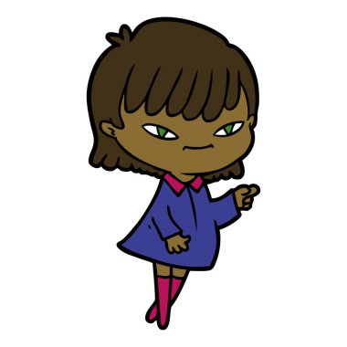 Çizgi filmdeki kadının vektör çizimi