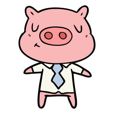 çizgi film içerik domuz gömlek ve kravat