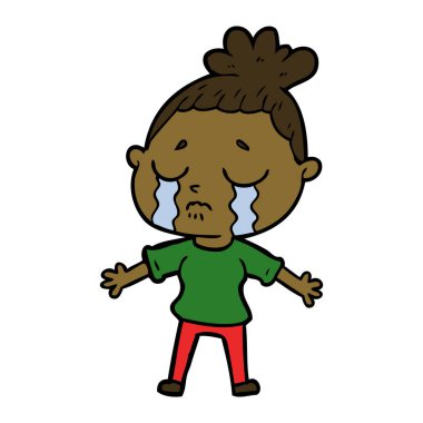 vektör çizim karikatür ağlayan kadın