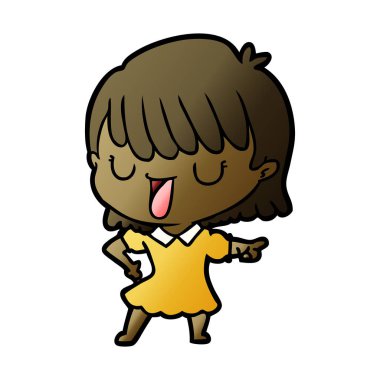 Çizgi filmdeki kadının vektör çizimi