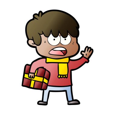 endişeli çizgi film çocuk vektör çizim