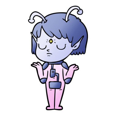 vektör çizim karikatür uzaylı kız