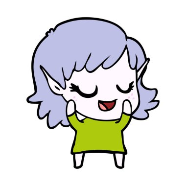 mutlu karikatür elf kızı