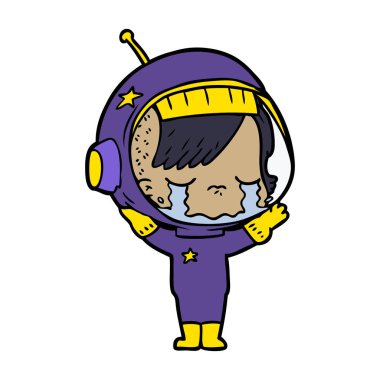 ağlayan astronot kız çizgi film