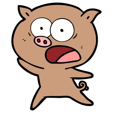 vektör çizim karikatür domuz bağırarak