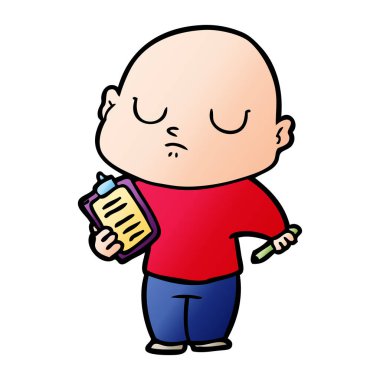 vektör çizim karikatür kel adam