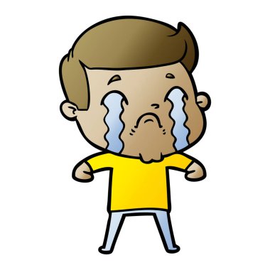 vektör çizim karikatür adam ağlıyor