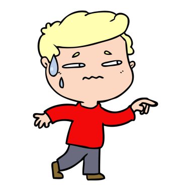 çizgi film endişeli adam işaret