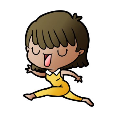 Çizgi filmdeki kadının vektör çizimi