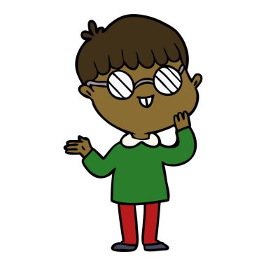 çizgi film çocuk gözlük takıyor