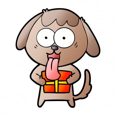 sevimli çizgi köpek Noel hediyesi ile