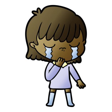 vektör çizim karikatür kadının ağladığını