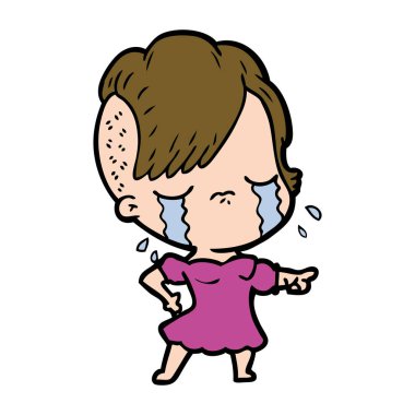Ağlayan kızın vektör çizimi