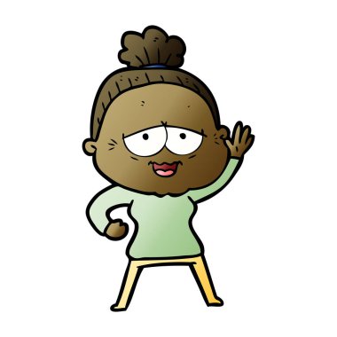 karikatür mutlu yaşlı kadın