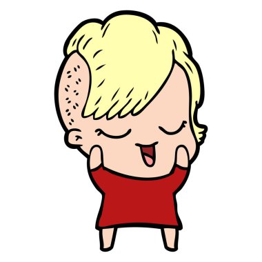 mutlu çizgi film kız vektör çizim