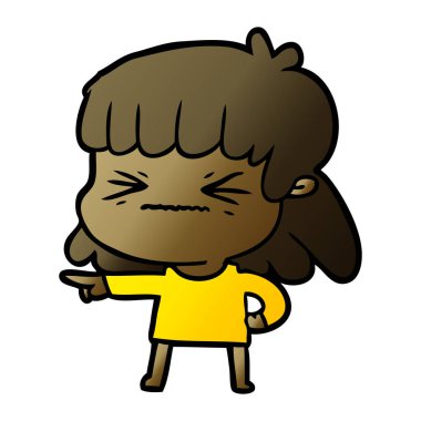 Çizgi filmdeki kadının vektör çizimi