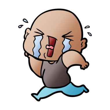 çizgi film ağlayan kel adam