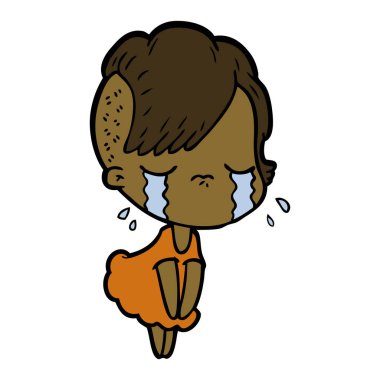 Ağlayan kızın vektör çizimi