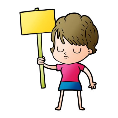 Çizgi filmdeki kadının vektör çizimi