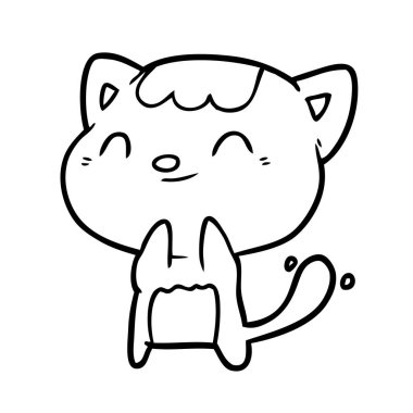 küçük mutlu bir kedi, sevimli çizgi çizme